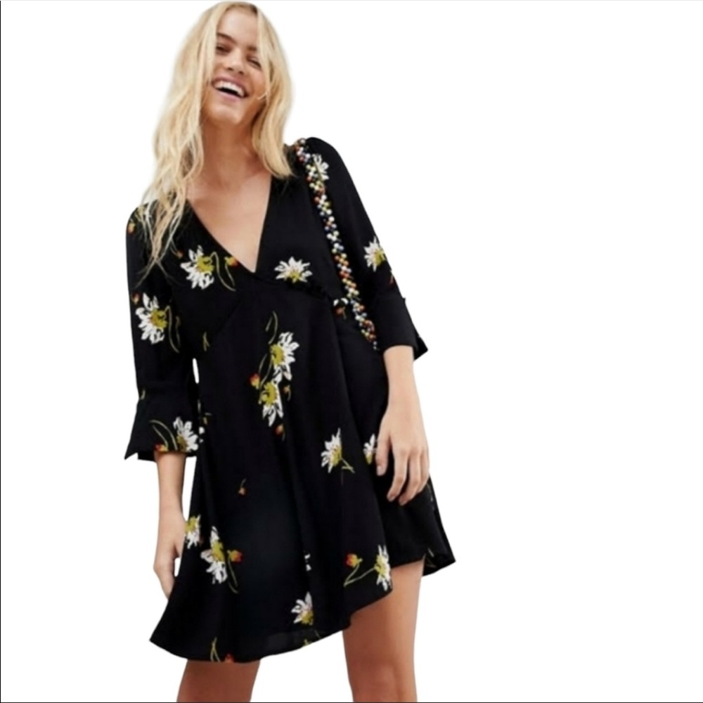 Free People Time On My Side black floral Mini Dress